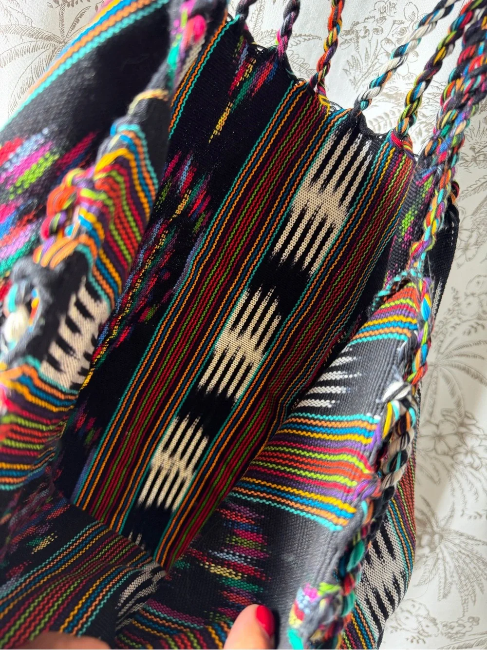 Handwoven Guatemalan Artisan Tote Bag Multicolor Woven Market Bag